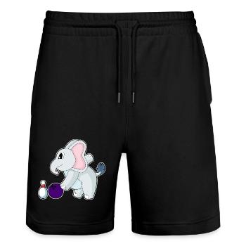 Elefant Bowling Bowlingkugel Pin - Stanley/Stella Unisex Bio Joggingshorts Trainer  - Schwarz - Vorne - Nik (191cm) & Marisol (170cm)