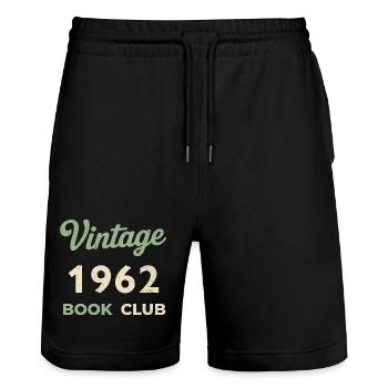 Vintage 1962 Book Club Retro Birth Year Gift - Stanley/Stella Trainer Unisex Organic Jogging Shorts - black - Front - Nik (191cm) & Marisol (170cm)