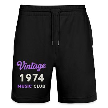 Vintage 1974 Music Club Retro Année de naissance Vintage - Short de jogging bio TRAINER Stanley/Stella unisexe - noir - Devant - Nik (191cm) & Marisol (170cm)