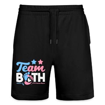 Team Both Twins Gender Reveal - Stanley/Stella Trainer Unisex Organic Jogging Shorts - black - Front - Nik (191cm) & Marisol (170cm)