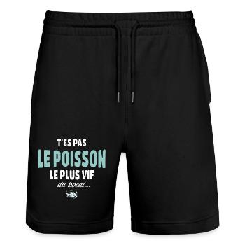 T’es pas le poisson le plus vif du bocal - Short de jogging bio TRAINER Stanley/Stella unisexe - noir - Devant - Nik (191cm) & Marisol (170cm)