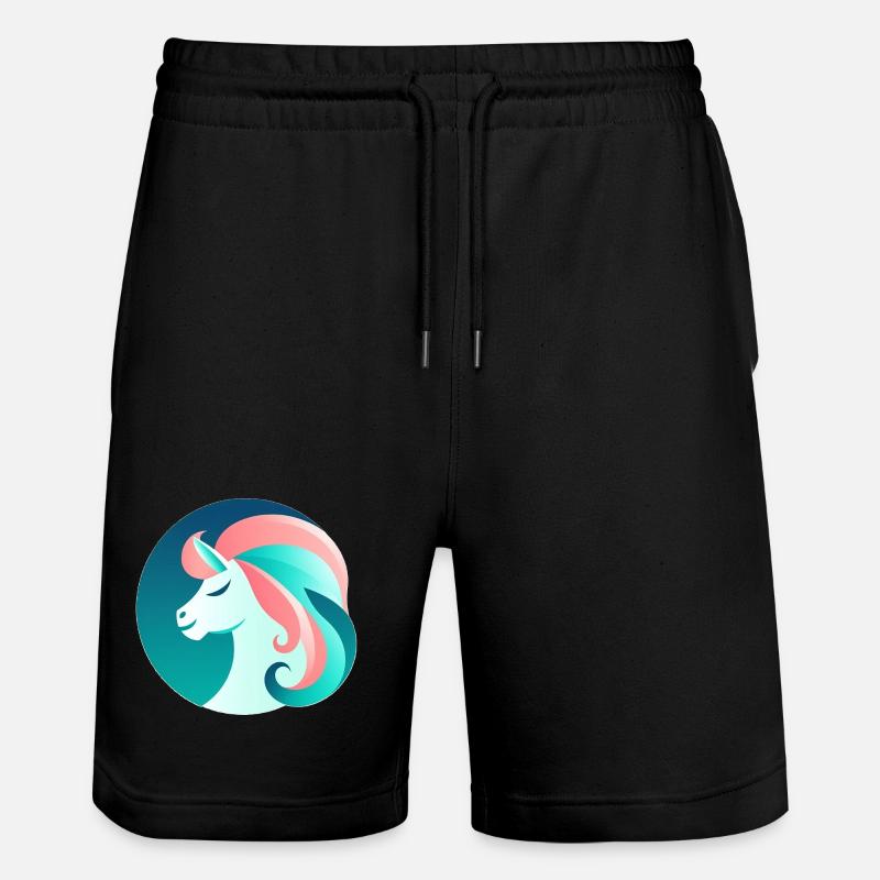 Neon Einhorn Traumbild - Stanley/Stella Unisex Bio Joggingshorts Trainer - Schwarz