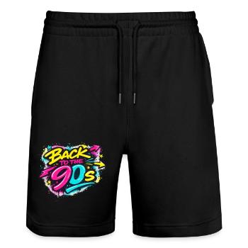 Retour aux graffitis néon des années 90 - Short de jogging bio TRAINER Stanley/Stella unisexe - noir - Devant - Nik (191cm) & Marisol (170cm)
