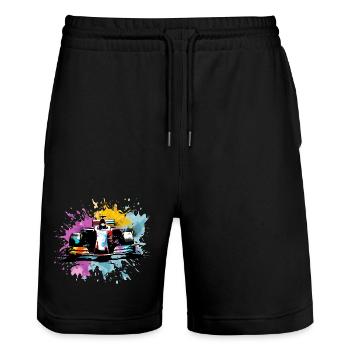 Colorful Splash Art Rush Race Car Driver Racing - Stanley/Stella Trainer Unisex Organic Jogging Shorts - black - Front - Nik (191cm) & Marisol (170cm)
