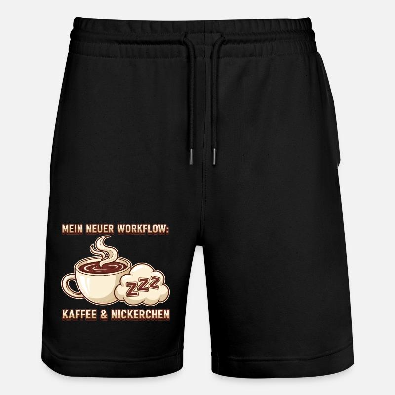 Kaffee Nickerchen Workflow - Stanley/Stella Unisex Bio Joggingshorts Trainer  - Schwarz