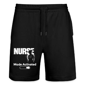 Nurse Mode Activated Shirt Funny Nurse Gift - Stanley/Stella Trainer Unisex Organic Jogging Shorts - black - Front - Nik (191cm) & Marisol (170cm)