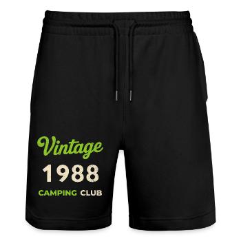 Vintage 1988 – Camping Club Retro Birth Year - Stanley/Stella Trainer Unisex Organic Jogging Shorts - black - Front - Nik (191cm) & Marisol (170cm)