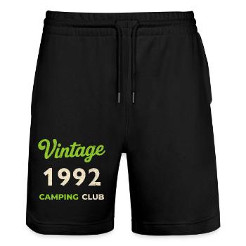 Vintage 1992 – Camping Club Retro Birth Year - Stanley/Stella Trainer Unisex Organic Jogging Shorts - black - Front - Nik (191cm) & Marisol (170cm)