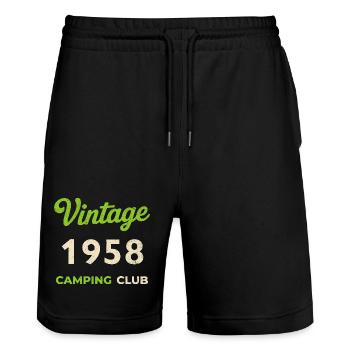 Vintage 1958 – Camping Club Retro Birth Year - Stanley/Stella Trainer Unisex Organic Jogging Shorts - black - Front - Nik (191cm) & Marisol (170cm)