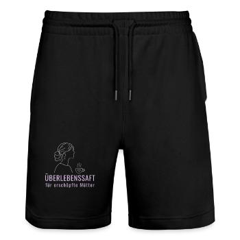 Überlebenssaft für erschöpfte Mütter - Minimalisti - Stanley/Stella Unisex Bio Joggingshorts Trainer  - Schwarz - Vorne - Nik (191cm) & Marisol (170cm)