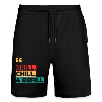 Grill, Refroidissement & Remplissage - Short de jogging bio TRAINER Stanley/Stella unisexe - noir - Devant - Nik (191cm) & Marisol (170cm)