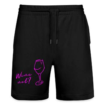 Wein statt Nein, Wine not, Geschenk für Genießer! - Stanley/Stella Unisex Bio Joggingshorts Trainer  - Schwarz - Vorne - Nik (191cm) & Marisol (170cm)
