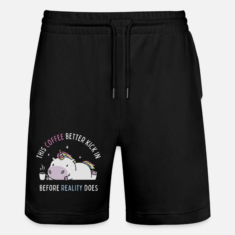 Coffee Before Reality - Stanley/Stella Trainer Unisex Organic Jogging Shorts - black