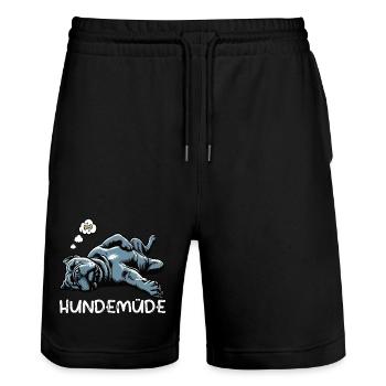 Hundemüde Cane Corso italienischer mastiff  - Stanley/Stella Unisex Bio Joggingshorts Trainer  - Schwarz - Vorne - Nik (191cm) & Marisol (170cm)
