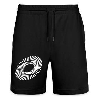 Radiale Ringspirale - Stanley/Stella Unisex Bio Joggingshorts Trainer  - Schwarz - Vorne - Nik (191cm) & Marisol (170cm)