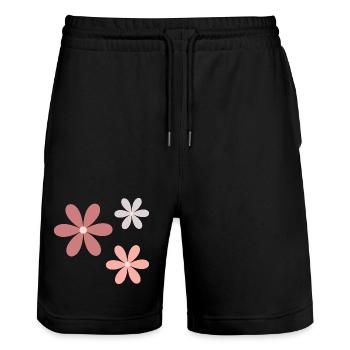 Pastel Blossom Flower Pattern - Stanley/Stella Trainer Unisex Organic Jogging Shorts - black - Front - Nik (191cm) & Marisol (170cm)