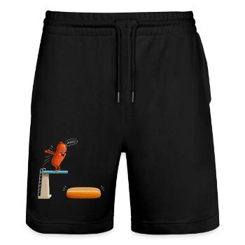 Hot-dogs, saucisses, barbecue, grill, barbecue - Short de jogging bio TRAINER Stanley/Stella unisexe - noir - Devant - Nik (191cm) & Marisol (170cm)