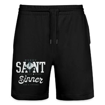 Heilige & Sünder: Vergangenheit Zukunft - Stanley/Stella Unisex Bio Joggingshorts Trainer  - Schwarz - Vorne - Nik (191cm) & Marisol (170cm)