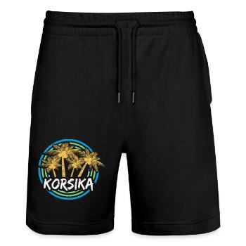 Geschenk für Korsika - Stanley/Stella Unisex Bio Joggingshorts Trainer  - Schwarz - Vorne - Nik (191cm) & Marisol (170cm)