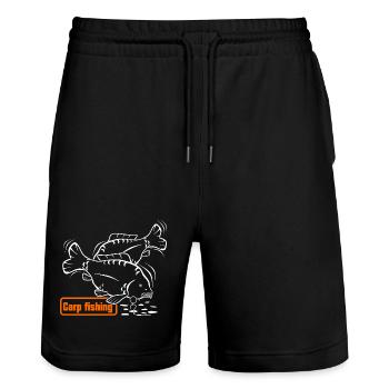 Fische_angeln_001_carp_fishing - Short de jogging bio TRAINER Stanley/Stella unisexe - noir - Devant - Nik (191cm) & Marisol (170cm)