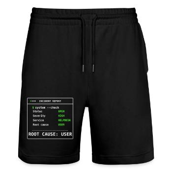 Cadeau humoristique IT Report Report d’incident de vérification système - Short de jogging bio TRAINER Stanley/Stella unisexe - noir - Devant - Nik (191cm) & Marisol (170cm)