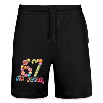 67 Meme Candy Carousel Whimsy - Stanley/Stella Unisex Bio Joggingshorts Trainer  - Schwarz - Vorne - Nik (191cm) & Marisol (170cm)