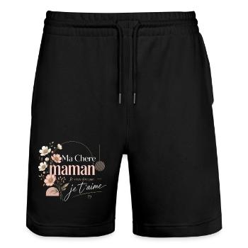 Ma Chère Maman Je T'aime - fête des mères - Short de jogging bio TRAINER Stanley/Stella unisexe - noir - Devant - Nik (191cm) & Marisol (170cm)
