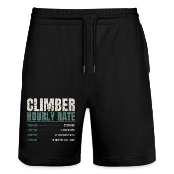 Climber Hourly Rate Funny - Stanley/Stella Trainer Unisex Organic Jogging Shorts - black - Front - Nik (191cm) & Marisol (170cm)