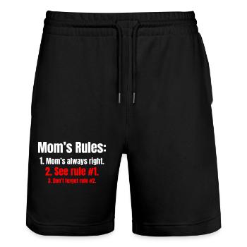 Mom is always right, of course - Stanley/Stella Trainer Unisex Organic Jogging Shorts - black - Front - Nik (191cm) & Marisol (170cm)