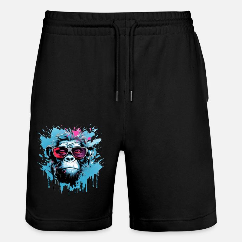 Party Gorilla mit Sonnenbrille - Stanley/Stella Unisex Bio Joggingshorts Trainer - Schwarz