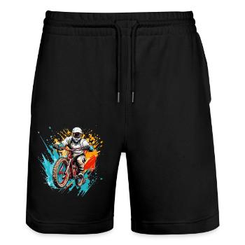 BMX Fahrer in eindrucksvollen Farben - Stanley/Stella Unisex Bio Joggingshorts Trainer  - Schwarz - Vorne - Nik (191cm) & Marisol (170cm)