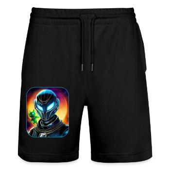 Weltraum Astronaut mit Alienfee - Stanley/Stella Unisex Bio Joggingshorts Trainer  - Schwarz - Vorne - Nik (191cm) & Marisol (170cm)