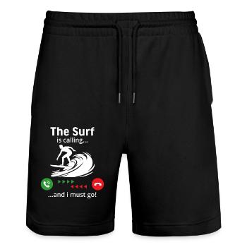 The Surf is calling and i must go ball - Stanley/Stella Trainer Unisex Organic Jogging Shorts - black - Front - Nik (191cm) & Marisol (170cm)