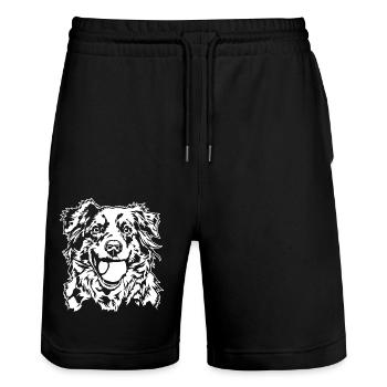 Australian Shepherd Ball Ball Junkie Dogs Wilsigns - Stanley/Stella Trainer Unisex Organic Jogging Shorts - black - Front - Nik (191cm) & Marisol (170cm)