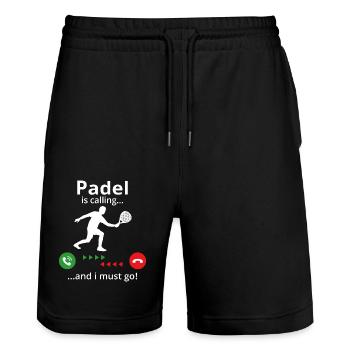 Padel ruft und ich muss gehen - Stanley/Stella Unisex Bio Joggingshorts Trainer  - Schwarz - Vorne - Nik (191cm) & Marisol (170cm)