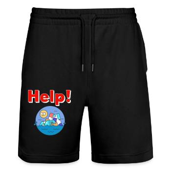 Plastic Environmental Protection - Stanley/Stella Trainer Unisex Organic Jogging Shorts - black - Front - Nik (191cm) & Marisol (170cm)
