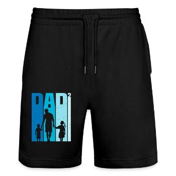 Geschenk Papa Sohn und Tochter - Stanley/Stella Unisex Bio Joggingshorts Trainer  - Schwarz - Vorne - Nik (191cm) & Marisol (170cm)