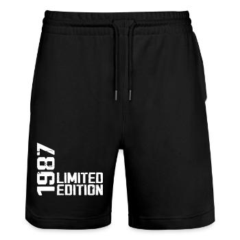 Legendär seit 1987 Geburtstagsgeschenk 1987 - Stanley/Stella Unisex Bio Joggingshorts Trainer  - Schwarz - Vorne - Nik (191cm) & Marisol (170cm)