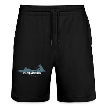 Ich geh wandern - Stanley/Stella Unisex Bio Joggingshorts Trainer  - Schwarz - Vorne - Nik (191cm) & Marisol (170cm)