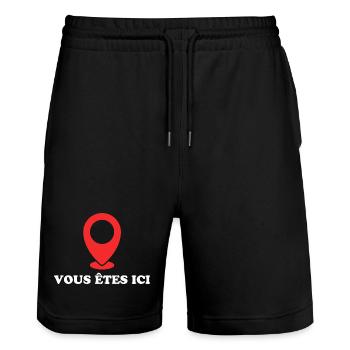 You are here - Stanley/Stella Trainer Unisex Organic Jogging Shorts - black - Front - Nik (191cm) & Marisol (170cm)