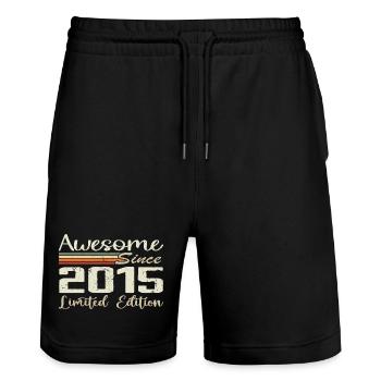 Anniversary 9 Years Vintage 2015 Gift 2015 - Stanley/Stella Trainer Unisex Organic Jogging Shorts - black - Front - Nik (191cm) & Marisol (170cm)