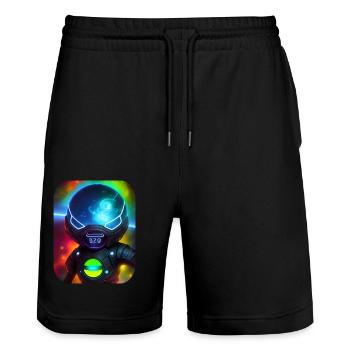 Weltraum Astronaut - Stanley/Stella Unisex Bio Joggingshorts Trainer  - Schwarz - Vorne - Nik (191cm) & Marisol (170cm)