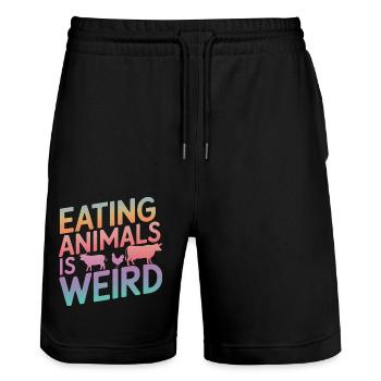 Vegetarian Vegan Veggie Vegetarian - Stanley/Stella Trainer Unisex Organic Jogging Shorts - black - Front - Nik (191cm) & Marisol (170cm)