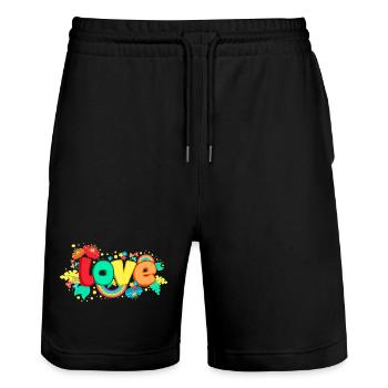 L’amour et les fleurs - Short de jogging bio TRAINER Stanley/Stella unisexe - noir - Devant - Nik (191cm) & Marisol (170cm)