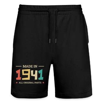 Legendary Since 1941 Original 1941 - Stanley/Stella Trainer Unisex Organic Jogging Shorts - black - Front - Nik (191cm) & Marisol (170cm)