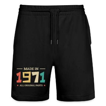 Legendary Since 1971 Original 1971 - Stanley/Stella Trainer Unisex Organic Jogging Shorts - black - Front - Nik (191cm) & Marisol (170cm)
