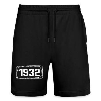 Vintage Made In 1932 - 92 Year Anniversary - Stanley/Stella Trainer Unisex Organic Jogging Shorts - black - Front - Nik (191cm) & Marisol (170cm)