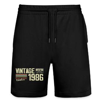 1986 Vintage Rétro Cadeau D'anniversaire 1986 - Short de jogging bio TRAINER Stanley/Stella unisexe - noir - Devant - Nik (191cm) & Marisol (170cm)