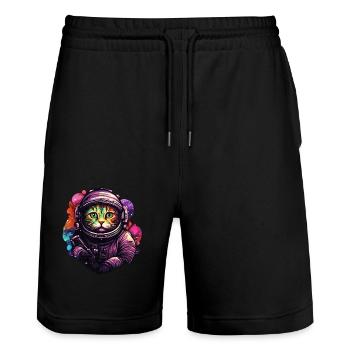 Astro Chat - Short de jogging bio TRAINER Stanley/Stella unisexe - noir - Devant - Nik (191cm) & Marisol (170cm)