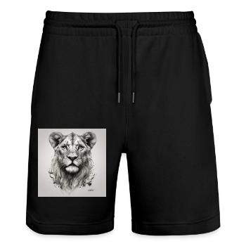 König des Dschungels - Stanley/Stella Unisex Bio Joggingshorts Trainer  - Schwarz - Vorne - Nik (191cm) & Marisol (170cm)